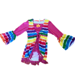Girl's colourful clown or flower costume top - multicolour - medium Size 8-10